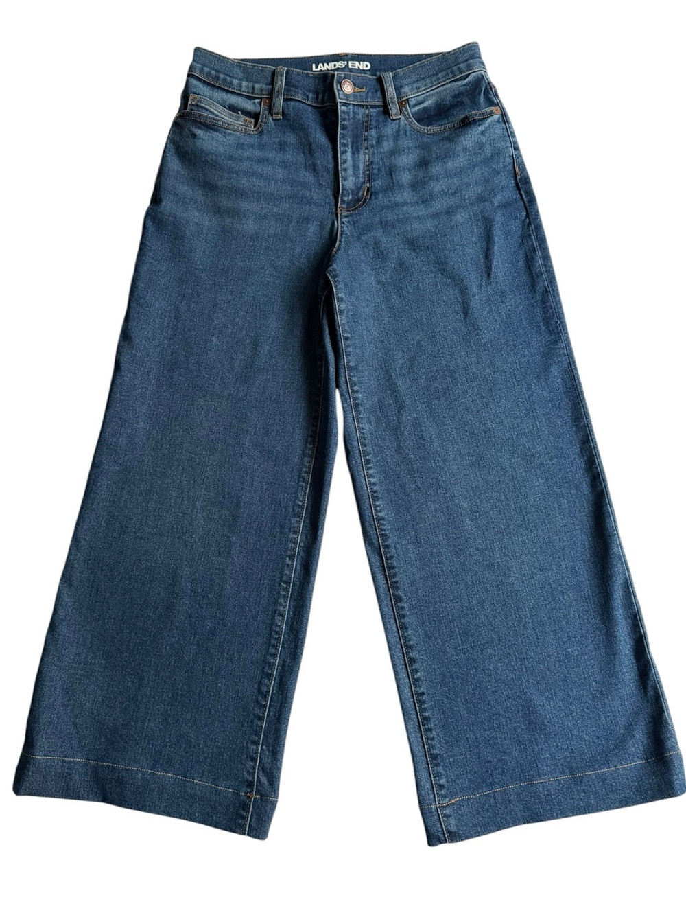Lands' End High Rise Wide Leg Crop Jeans | 90s Granny Jean 4 Petite